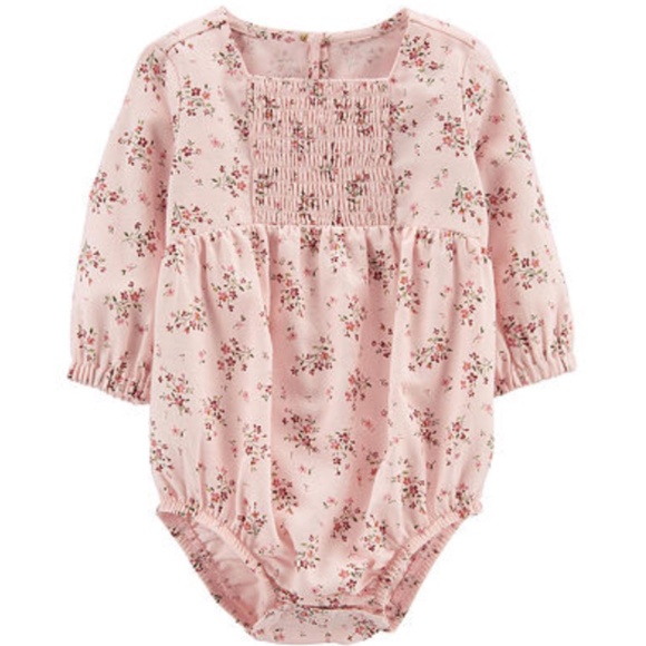 OSHKOSh B'GOSH: Baby Girl's PINK FLORAL Bodysuit / Onesie / Romper - Picture 1 of 3